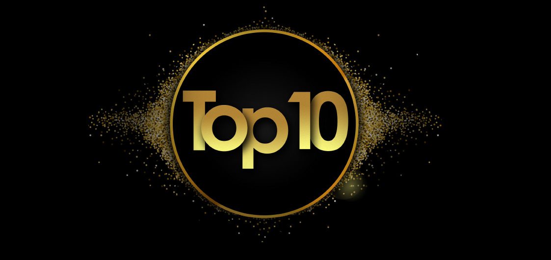 Top 10 Ein goldenes Siegel auf schwarzem Hintergrund mit dm Schriftzug "Top 10"
