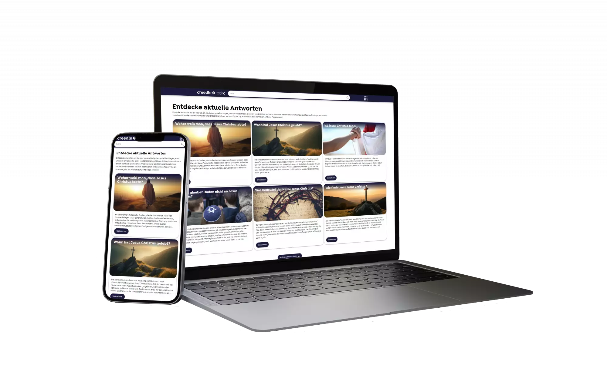 Die Webseite von creedle rockc Der Onlineshop des arven.io-Kunden MEBA auf einem Desktop