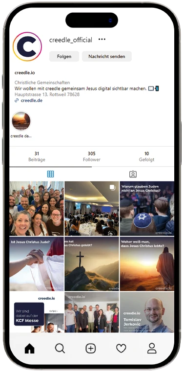 Der Social-Media-Feed des arven.io-Kunden creedle