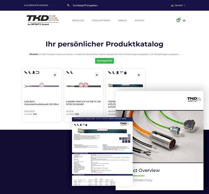 TKD Produktkatalog Screenshot aus dem CCG-TKD Cables Produktkatalog