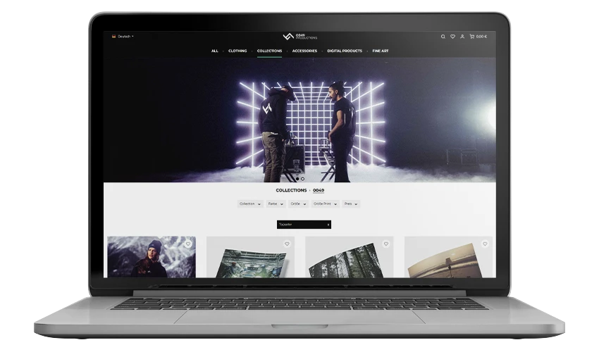 People Brands Passion Der Onlineshop des arven.io Kunden People Brands Passion, dargestellt auf einem Laptop