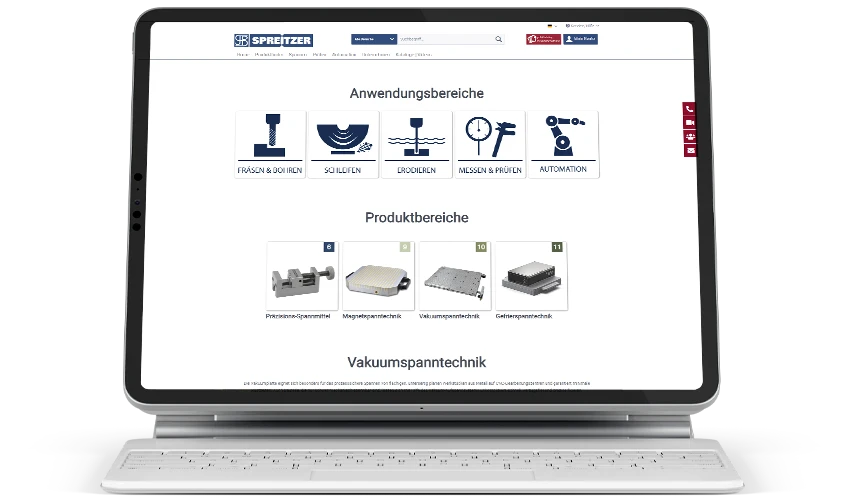Der Produktfinder von Spreitzer Der Produktfinder im Onlineshop des arven.io-Kunden Spreitzer auf einem Desktop