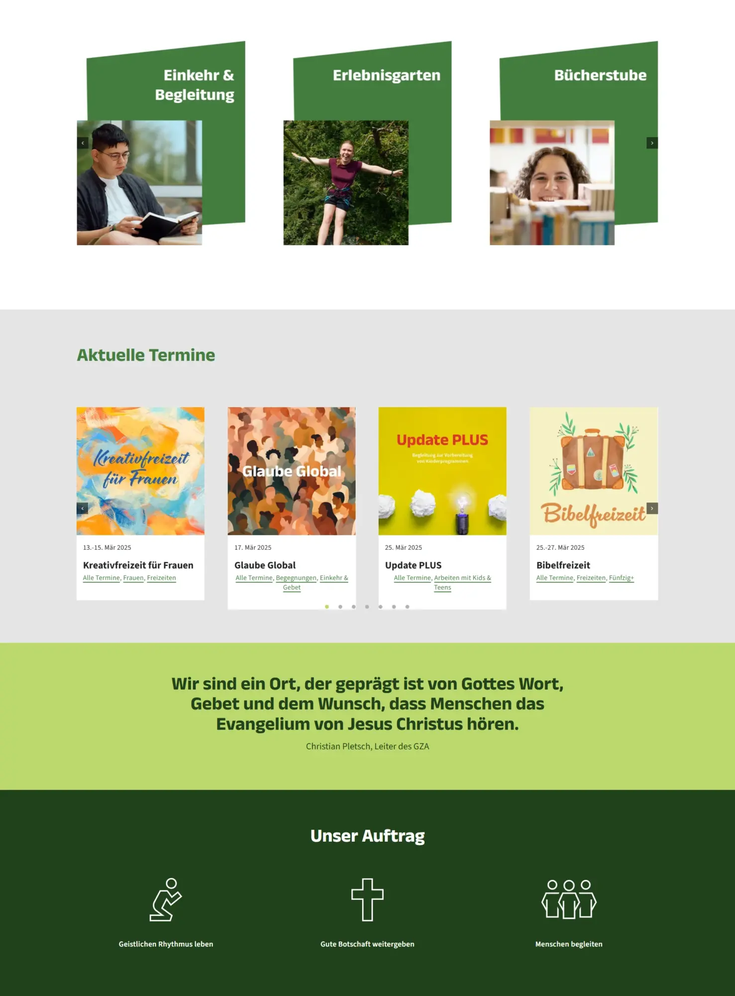 Screenshot des Geistlichen Zentrums Adelshofen