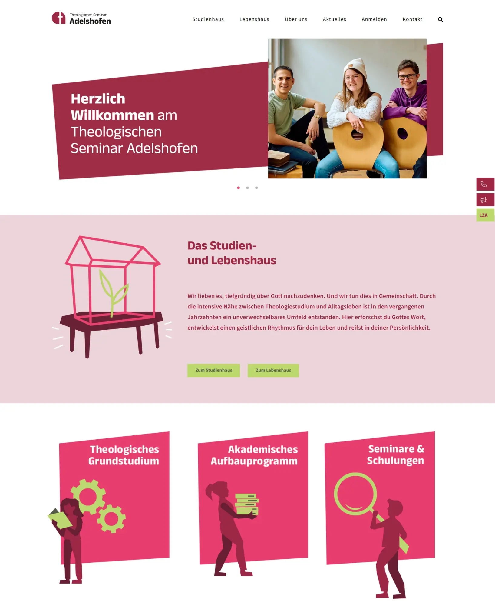 Screenshot des Theologischen Seminars Adelshofen